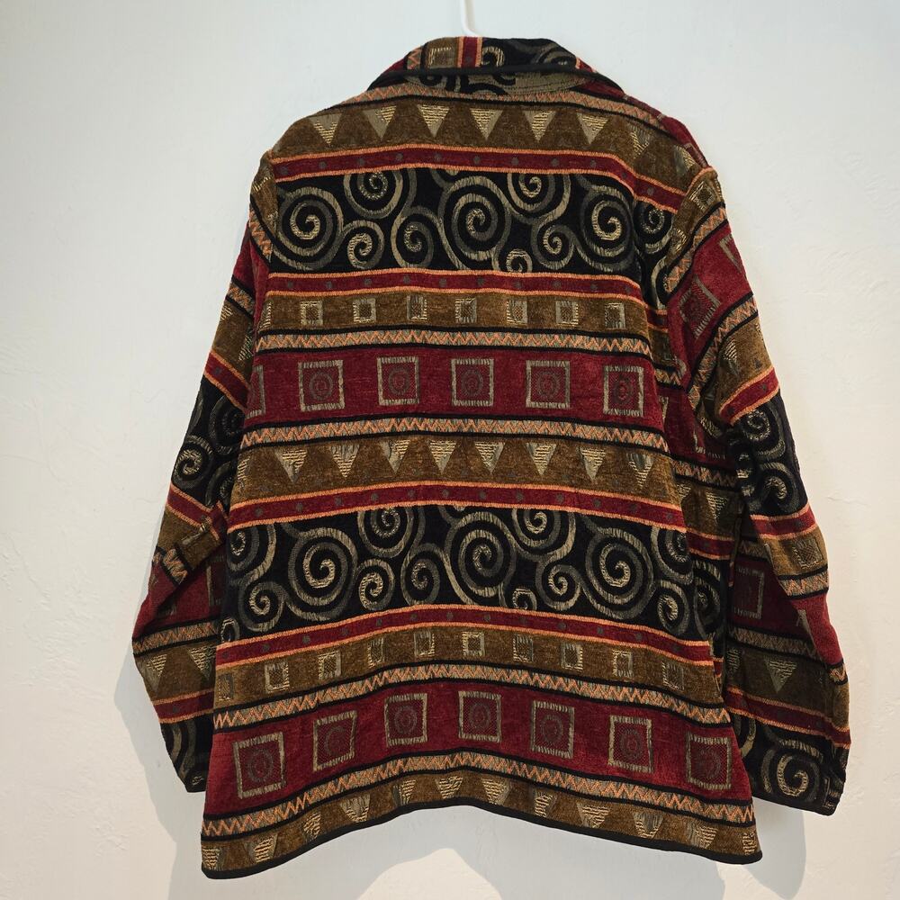 Vintage 2X Tally-Ho REVERSIBLE Geometric Art Tapestry Button-up Collared Jacket - Picture 7 of 14